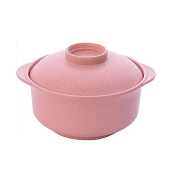 Sichere Instant-Nudelschüssel, hitzebeständig, leicht zu reinigen, unzerbrechlich, leichte Schüssel mit Griff für Nudeln rosa