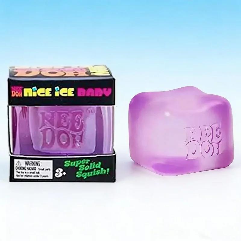 NeeDoh Nice Cube Squishy Stressabbau-Spielzeug, Weicher Knetwürfel für Kinder & Erwachsene, Sensorisches Spielzeug zur Angstlinderung violett