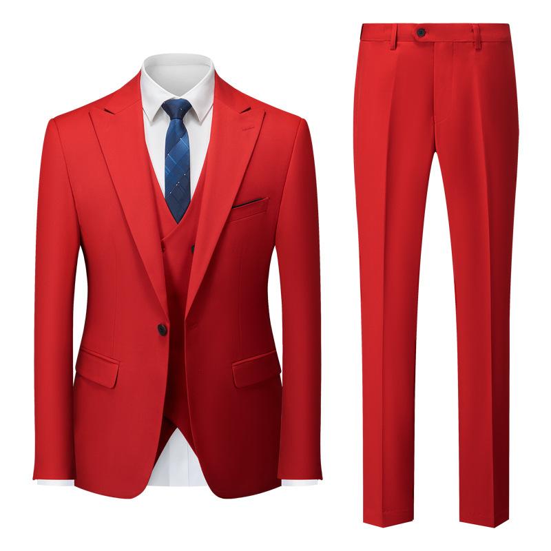 Herren Business Casual Anzug Hochzeit Bräutigam Anzug Herrenanzüge und Blazer XXL rot