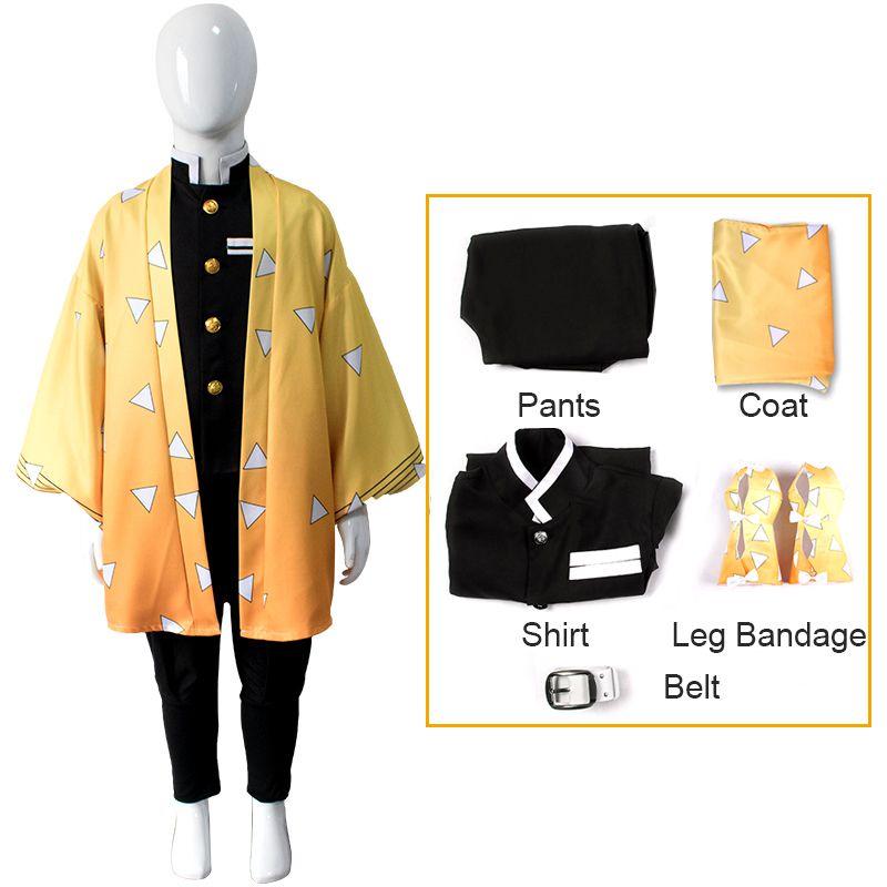 Machen Sie Ihre Kinder bereit für Karneval mit Demon Slayer Kimetsu No Yaiba Kamado Nezuko Kinder Cosplay Kimono Roben Agatsuma Zenitsu Suit,110cm