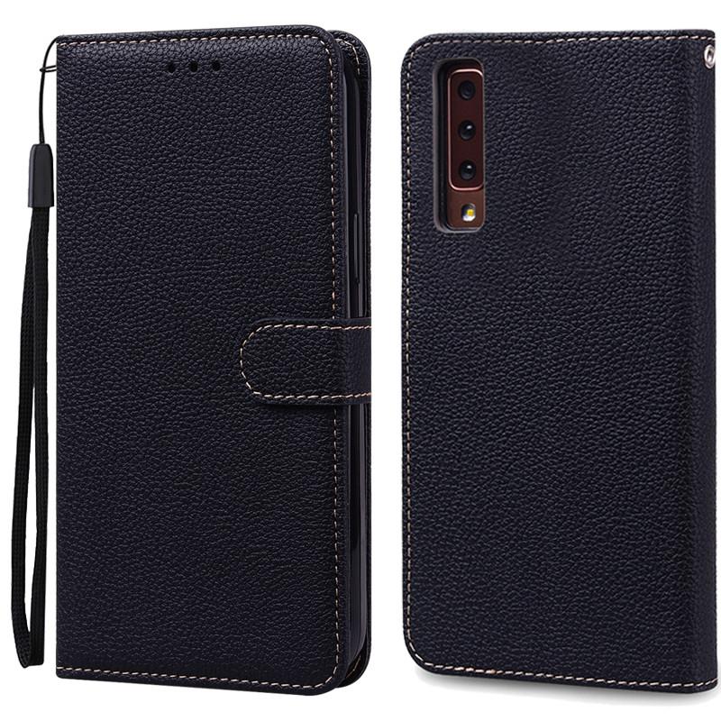Für Samsung Galaxy A7 2018 Hülle Galaxy A 7 2018 Hülle Luxus Leder Flip Case Für Samsung Galaxy A7 2018 SM-A750F Handyhüllen Samsung A7 2018 A750 schwarz