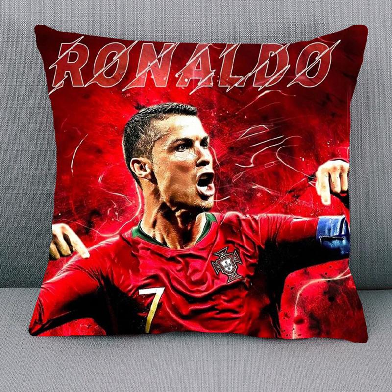 Cristiano Ronaldo Quadratisches Kissen Portugal Star Umrandung Cr7 Gleicher Stil Kissen Bettkopfkissen Sofakissen Beidseitiger Druck Peach skin 66*66(CM)-1Pcs