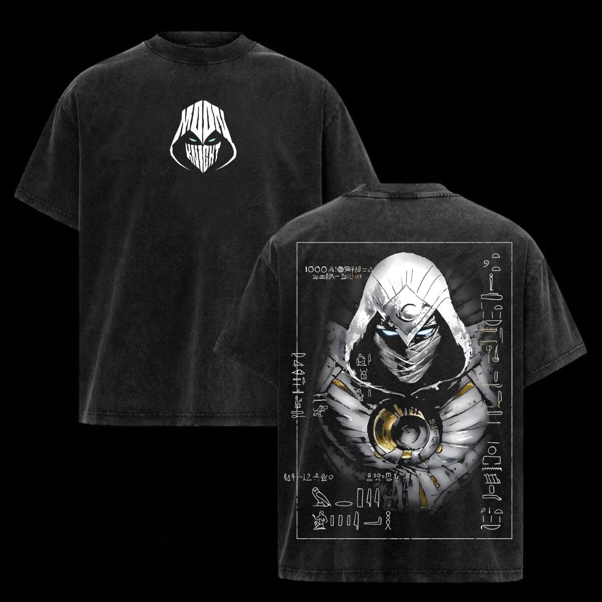 Moon Knight T-Shirt Marvel Comics Säuregewaschenes T-Shirt Schwere Baumwolle Grafik Top Geschenke 3XL