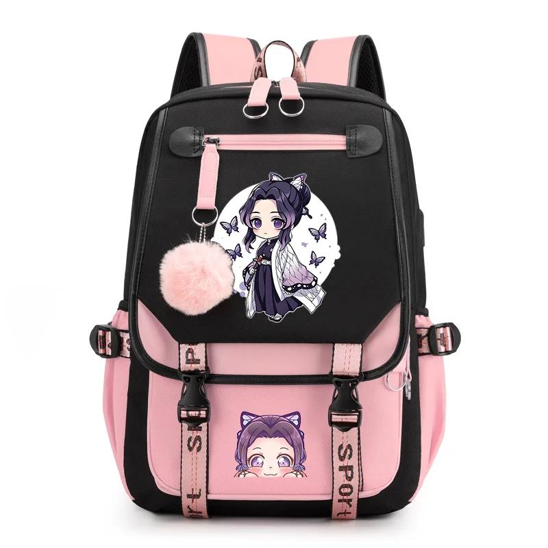 Niedlicher Kawaii-Muster-Rucksack für Teenager, Street-Anime-Rucksack, Rucksack mit USB-Rucksäcken