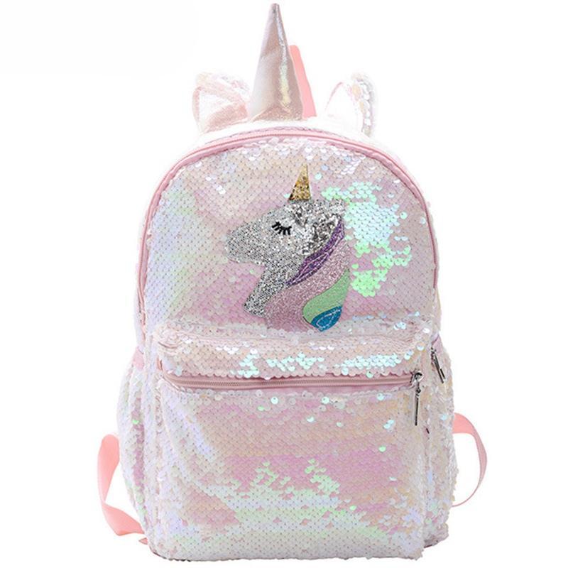 Einhorn Pailletten Rucksack Cartoon Schultasche Schulrucksack mit großem Fassungsvermögen Buch Essen Aufbewahrung Doppelschulter Rucksack Reisetasche