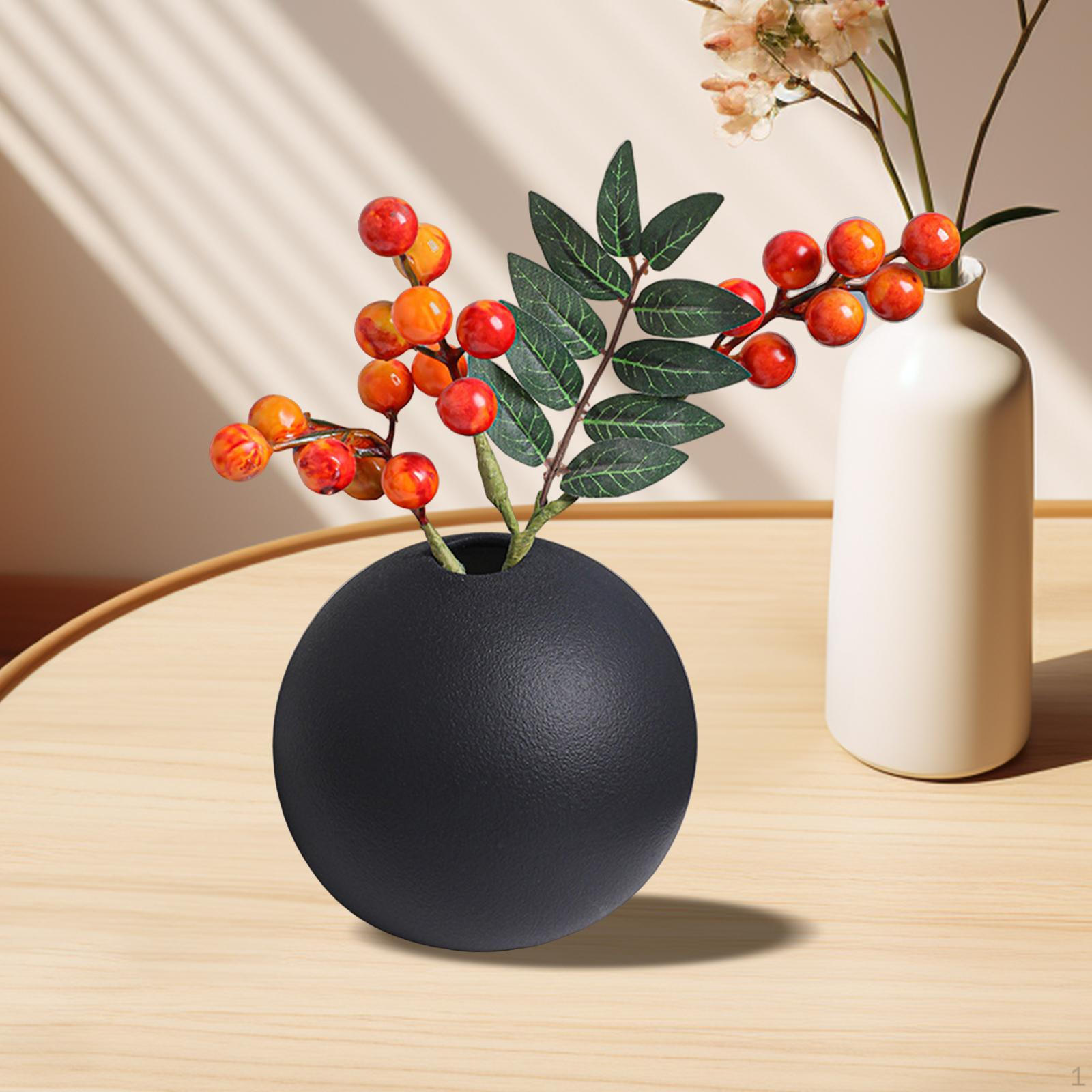 Runde Blumenvase aus Keramik, Blumentopfhalter, Feiertags-Pflanzknospe für Büro, Kamin 8cmx8cm