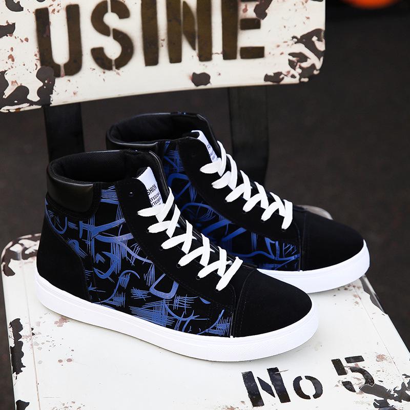 Frühling Männer High Top Schuhe männer Schuhe Student Leinwand Schuhe männer Casual Schuhe Jugend Turnschuhe Casual Mode 44 blau