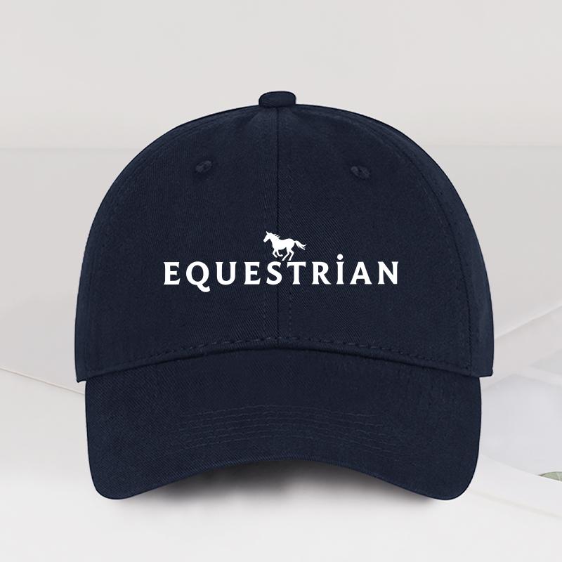 Baseballkappe mit Soft-Top und Reitsport-Motiv, Pferdelogo-Druck, Weich, Bequem, Atmungsaktiv, Verstellbar, Retro-Reitsport-Stil: Einfach