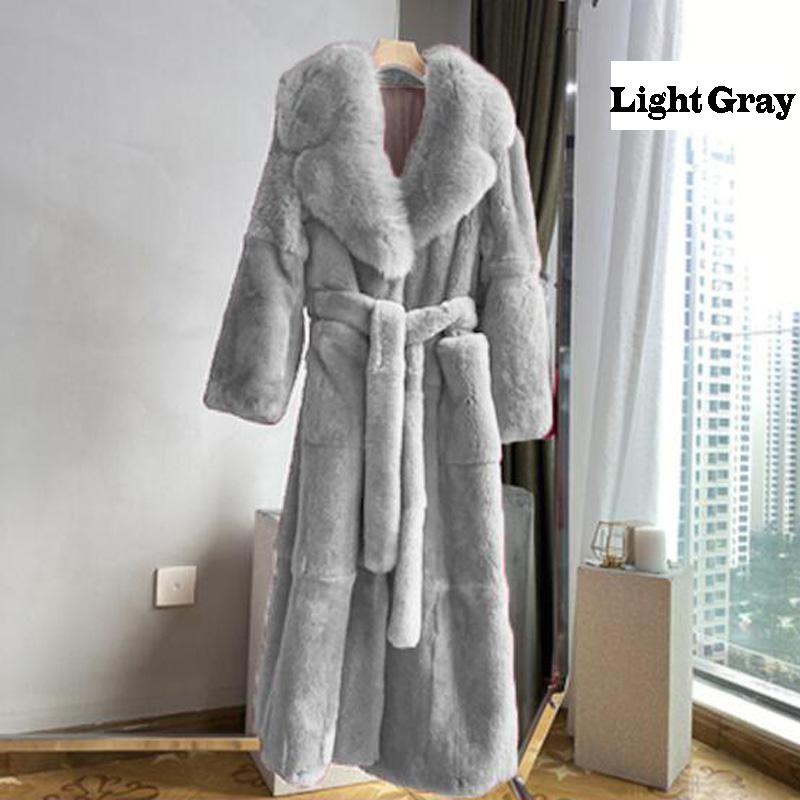 Winter Frauen Mode Mantel 9 Farbe Plus Größe Mantel Luxus Jacke Pelzmantel Damen Warme Mit Kapuze Mantel Outwear S hellgrau