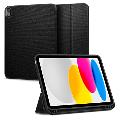 Spigen Hülle für iPad 11. Generation A16 (2025/11-Zoll) und iPad 10. Generation (2022/10,9 Zoll), mit Ständer, Stoßfest, Apple Pencil Ladebox black