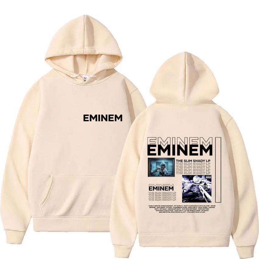 Rapper Eminem The Slim Shady LP Neues Album Merch Hoodie Herren Retro Style Hip Hop Sweatshirt Y2K Popmusik Langarm-Hoodie S khaki