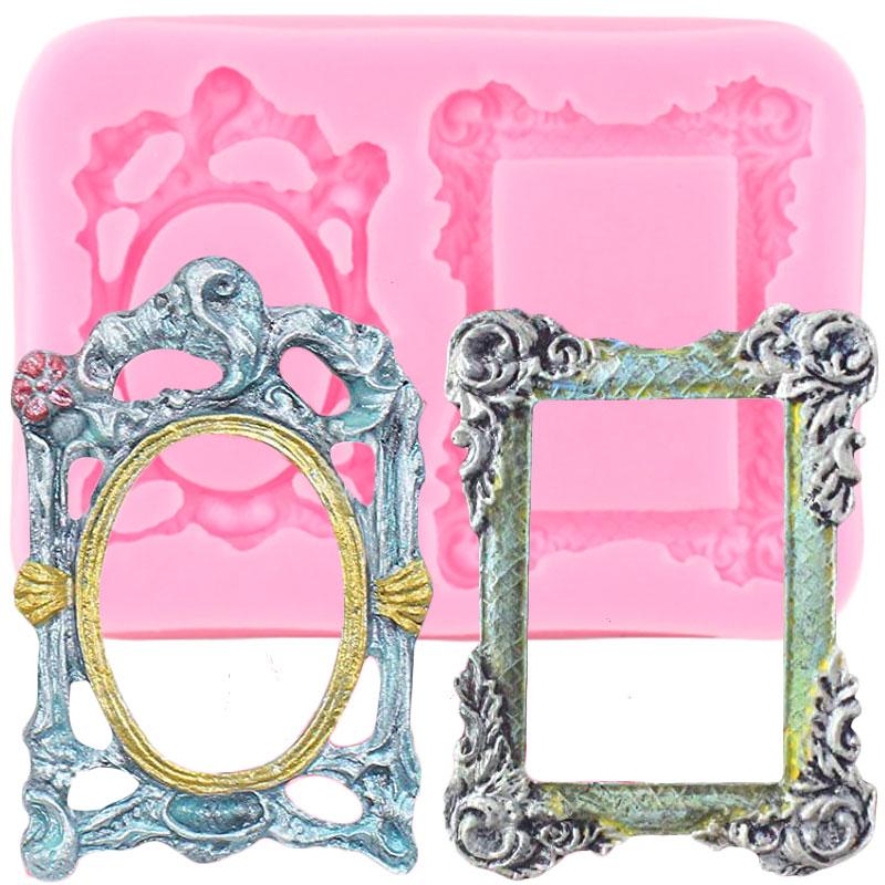 DIY Spiegelrahmen Fondant Kuchen Dekorieren Werkzeuge Schokolade Kuchen Silikonformen Küche Backformen meergrün