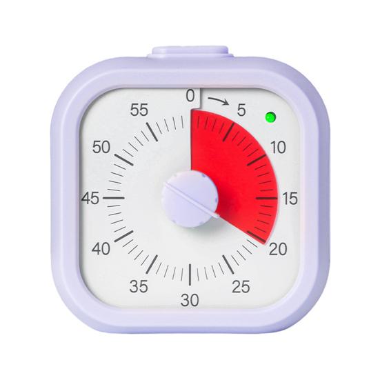Visueller Timer für Kinder 60 Minuten Regenbogen-Countdown mit stummer Pausefunktion Dualer Ton-Licht-Erinnerer Kinderfreundlicher tragbarer Timer violett