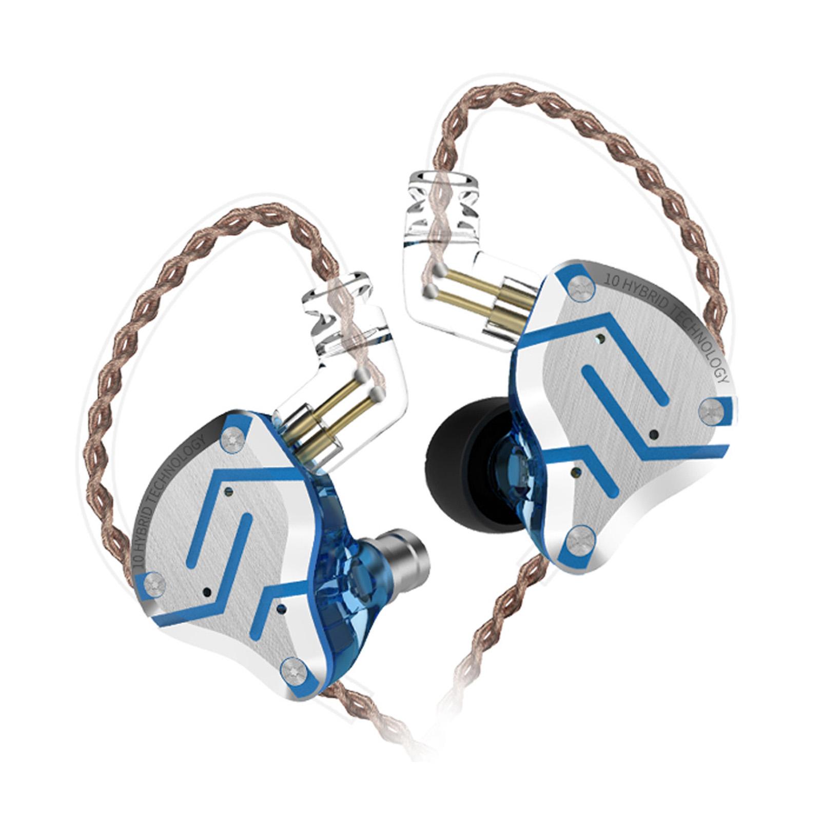 KZ ZS10 Pro 3,5 mm kabelgebundene In-Ear-Kopfhörer 1DD+4BA Hybrid-HiFi-Musik-Kopfhörer Sport-Headset 2-polig No Mic silber/blau