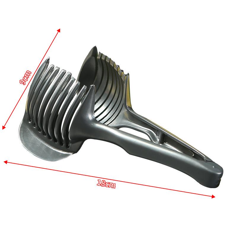 Mehrzweck Aluminiumlegierung Küche Handheld Orangen Zitronenschneider Tomatenschneideklemme Obstschneider Zwiebelschneider Küchenartikel black