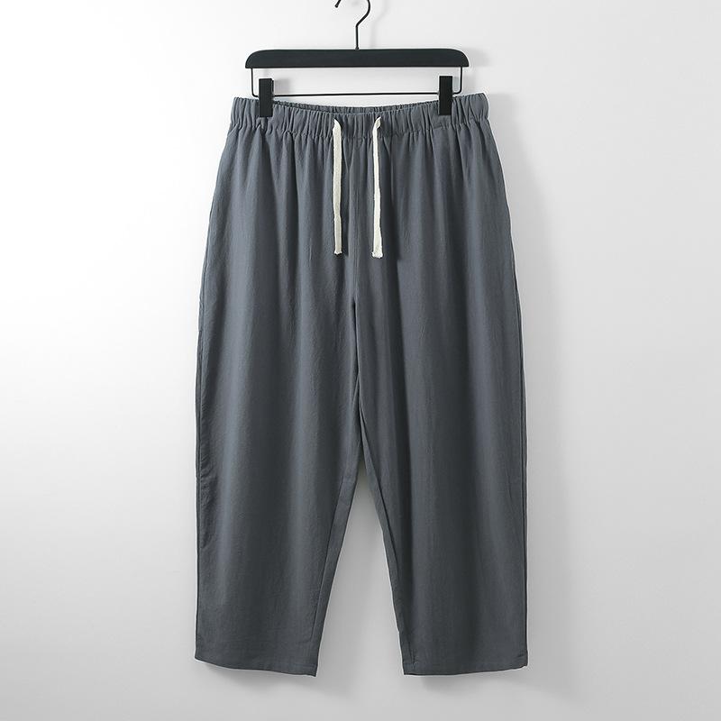 Hose Große Größe Sommer Herren Baumwolle Große Größen Weite Bein Leinenhose Übergroße Joggerhose Männliche Plus Size Lose Hose 6XL grau
