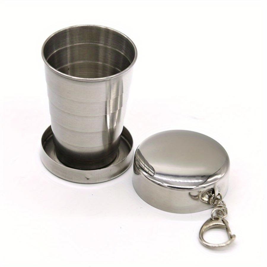 75ML Edelstahl Klappbecher Camping Kochgeschirr Teleskop Tasse Tee-Set Camping Utensilien Klappbecher silber