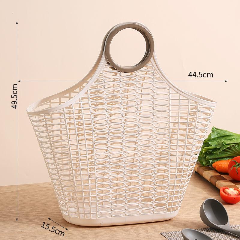 Gemüsekorb, tragbarer Einkaufskorb, Aufbewahrungskorb aus Kunststoff, zum Einkaufen von Gemüse und Obst im japanischen Stil, dicker tragbarer Korb weiß
