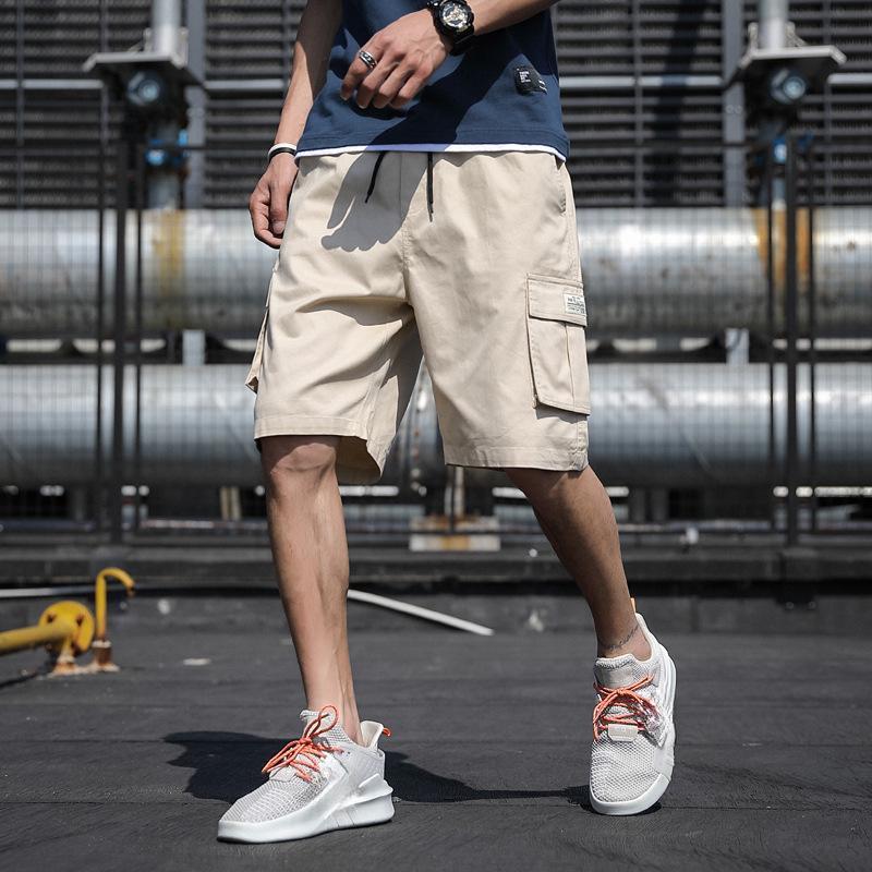Herren Cargo Shorts Verstellbarer Kordelzug Freizeithose Sommer Atmungsaktive Shorts Fünf-Minuten-Shorts Mehrere Taschen Sporthose 4XL khaki