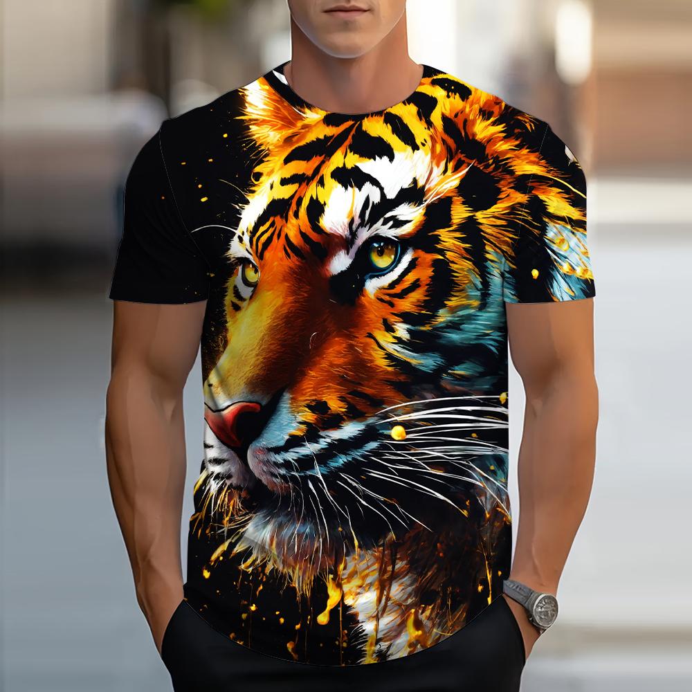 Löwe Tiermuster 3D-Druck T-Shirts Herren Streetwear Hip Hop Kurzarm T-Shirt Übergroße T-Shirts Harajuku Y2k Oberteile Kinderbekleidung 5XL black