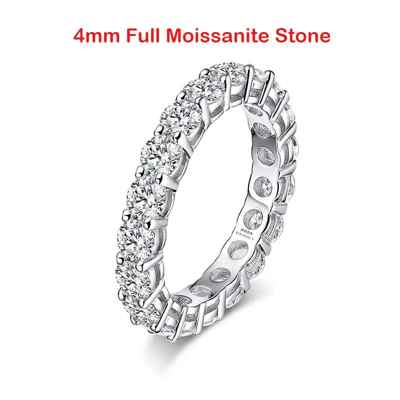 2/3/4/5mm Moissanit Ring für Damen Voller Eternity Ehering KupferZertifizierter Labordiamant Verlobungsringe Klassischer Schmuck 8&US Size gray