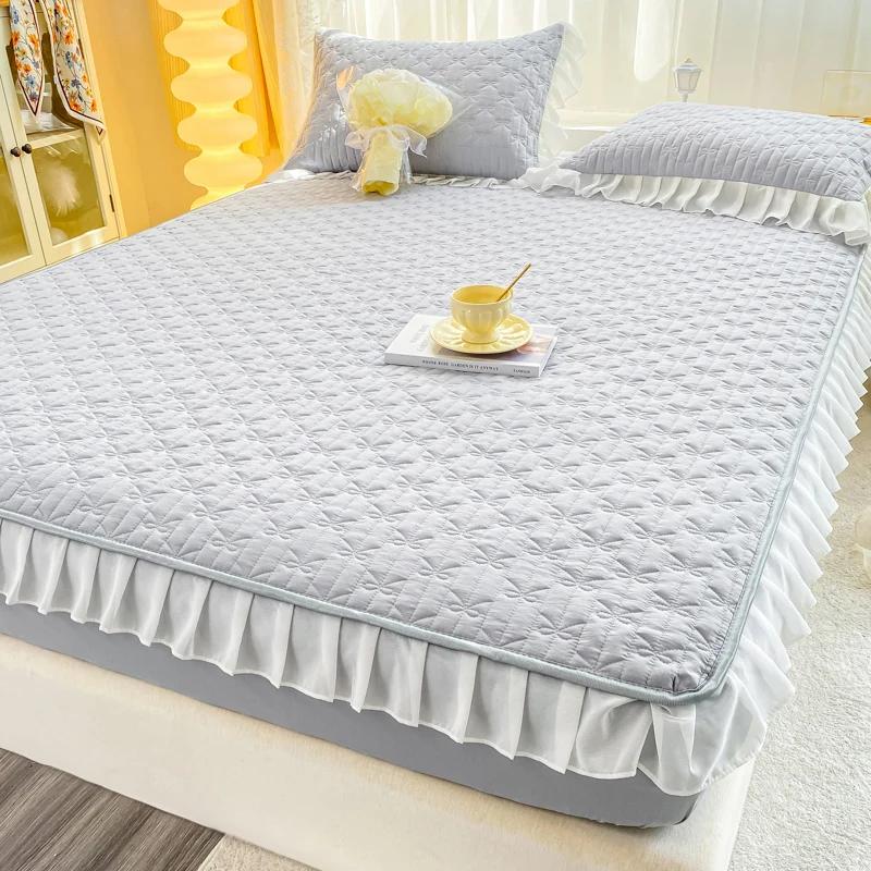 Matratzenbezug aus Baumwolle für Einzelbett, Doppelbett, Queensize-Bett und Kingsize-Bett mit Gummiband, antibakterielles Spannbettlaken, ohne Kissenbezug only 2pc pillowcase