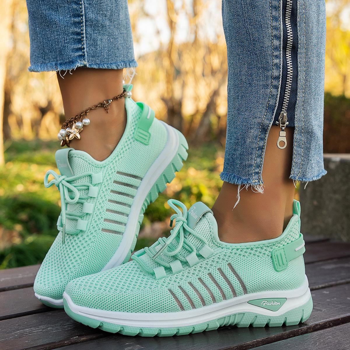 Damenschuhe, Lässige und Sportliche Damenschuhe, Atmungsaktive und Bequeme Rutschfeste Weichsohlen-Gehschuhe, Modische Damen-Sportschuhe 36 grün