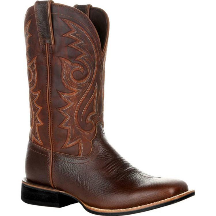 Mittelhohe Westernstiefel für Herren, Schwarz, Braun, Cowboystiefel, handgefertigte Lederschuhe für Männer, neue Punk-Reitstiefel für Männer und Frauen, Unisex 44
