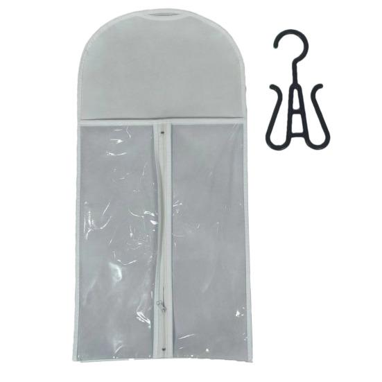 Perücken-Aufhängetasche, transparent, mit Reißverschluss und Haken zum Aufhängen, staubdicht, tragbarer Perücken-Aufhänger, Halter für Haarverlängerungen, kurz, lang, gewellt weiß