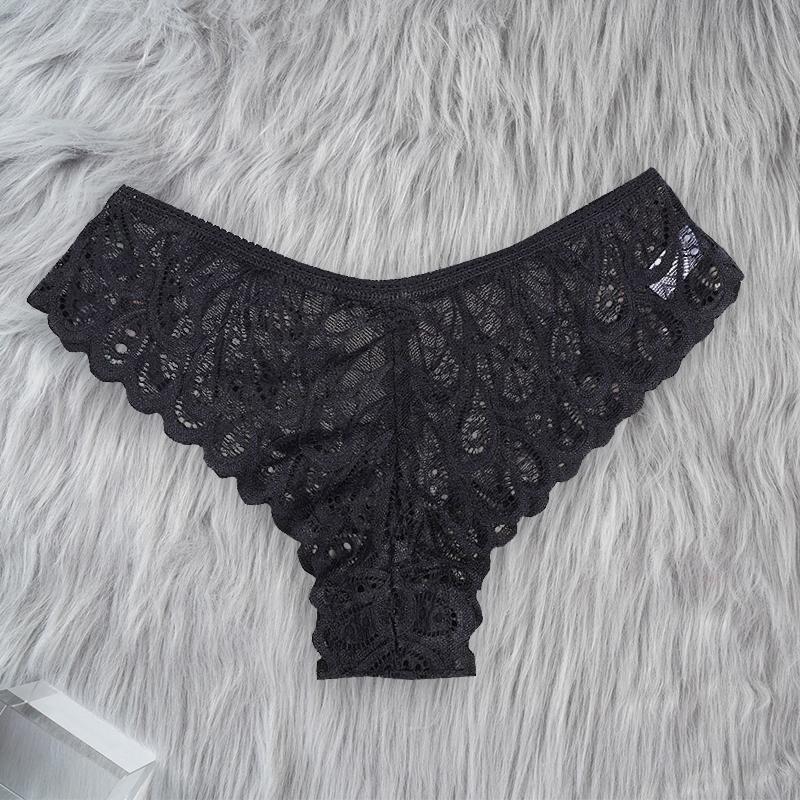 Damenmode-Spitzenhöschen, ultradünn, nahtlos, weich, Bikini-Slip, Schönheit, Hüfthose, Unterwäsche XL schwarz