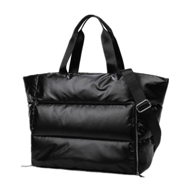 Winter Große Kapazität Umhängetasche für Frauen Wasserdichte Nylon Taschen Platz Pad Baumwolle Feder Unten Große Tote Weibliche Handtaschen