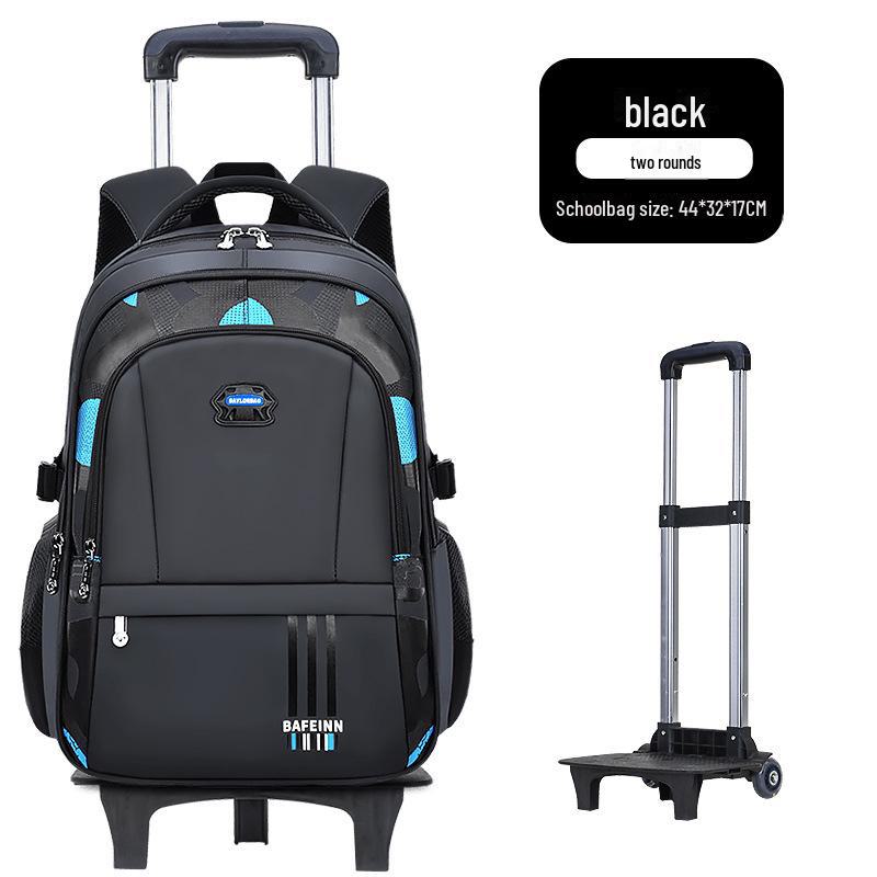 Trolley-Rucksack mit großem Fassungsvermögen für Schüler der Klassen 2-6 two-wheeled trolley schwarz