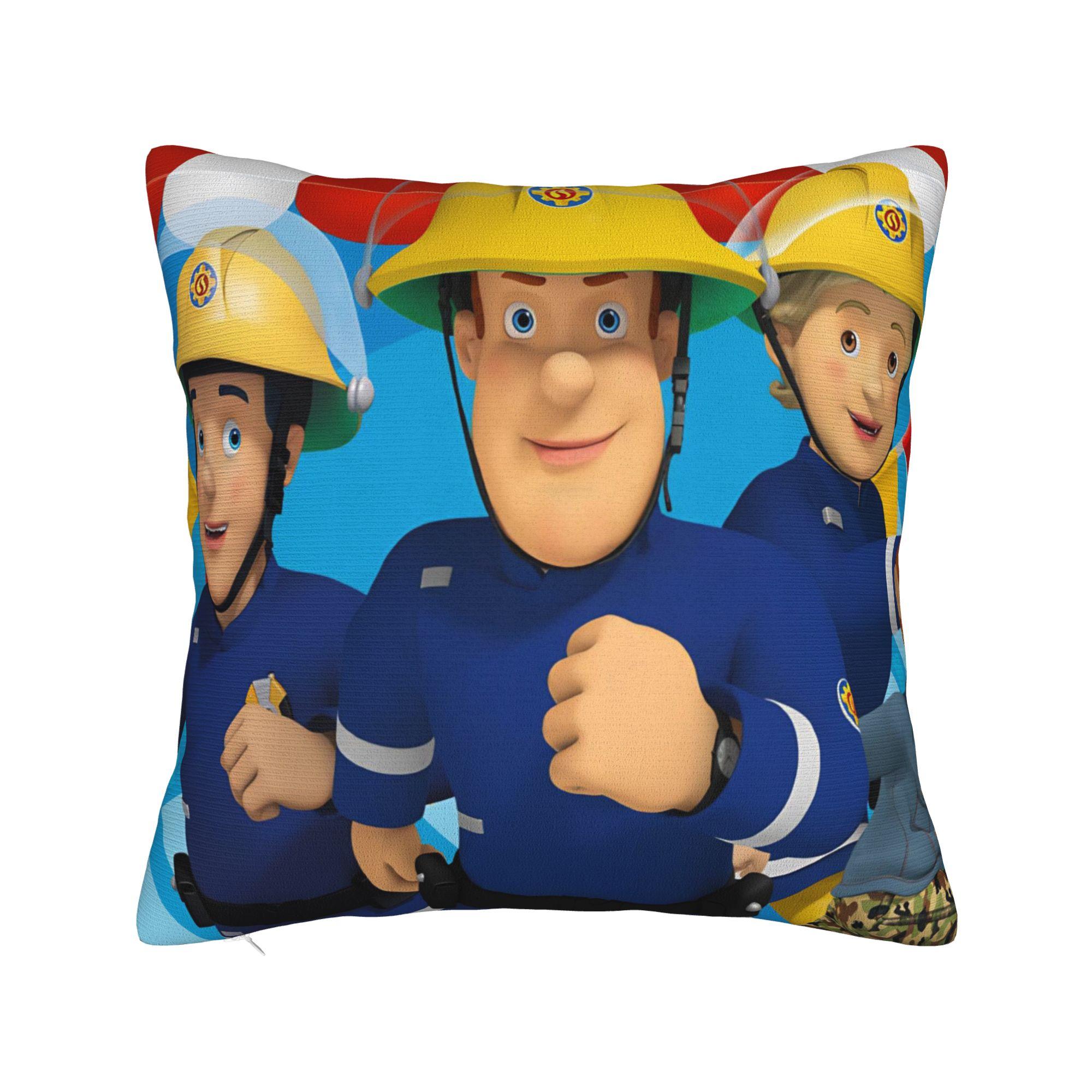 Feuerwehrmann Sam Quadratische Kissenhülle Feuerwehrmänner Kissenbezüge Individuell Polyester Dekor Kissenbezug für Bett 18 16x16Inch