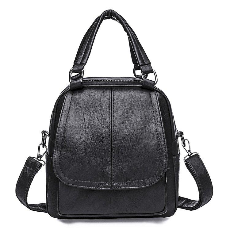 Große Kapazität 2 Schicht Frauen Rucksack Mode Rucksack Damen Weiche PU Leder Packs Hochwertige Multifunktions Rucksack Designer 22cm11cm22cm schwarz