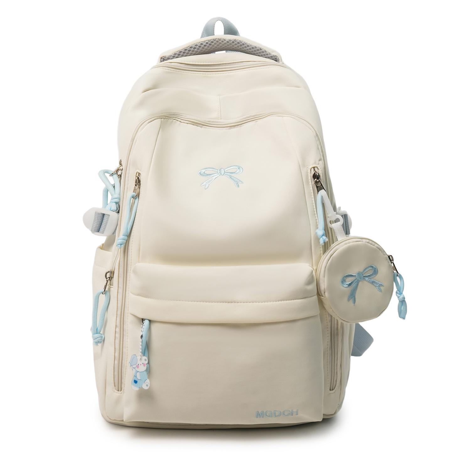 Schultasche Frühling und Sommer Grundschüler Mittelschüler Große Kapazität Schultasche Mehrschichtiger Rucksack Leichter Rucksack Single item includes coin purse weiß