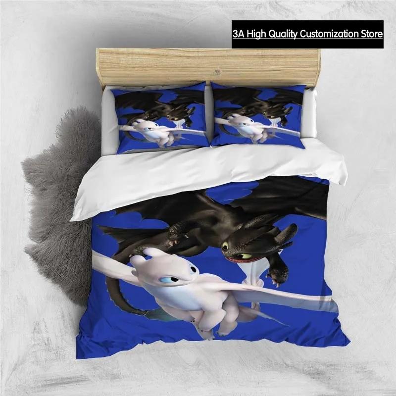 Cartoon-Drachen-Bettwäsche-Set Niedliche Süße Bettbezug mit Kissenbezug Einzelbett Doppelbett King-Size-Bettdecke Bettdecke Heimtextilien 150*200cm 3pcs