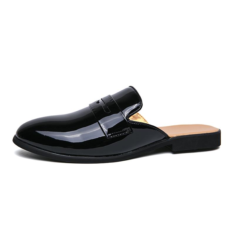 2024 Neue Modetrends Herren Leder Mode Halbslipper Sommer Herren Slipper Flats Hausschuhe für Draußen Herren Leichtgewichtsschuhe 44 schwarz
