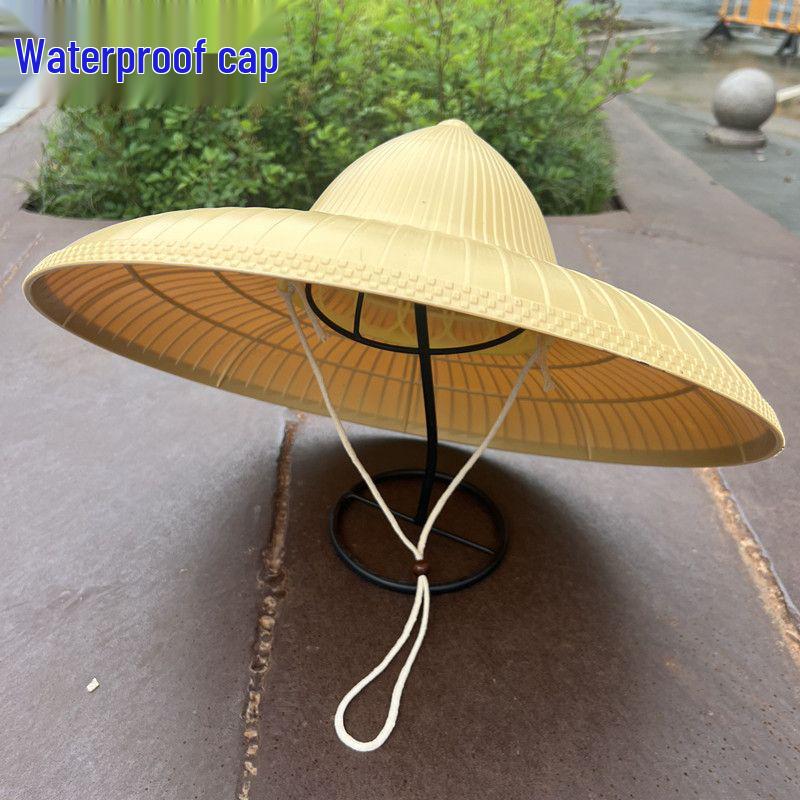 Unisex Wasserdichter Strohhut: Ganzjahres-Sonnen- und Regenschutz mit breiter Krempe für Outdoor-Bekleidung Diameter 48 cm