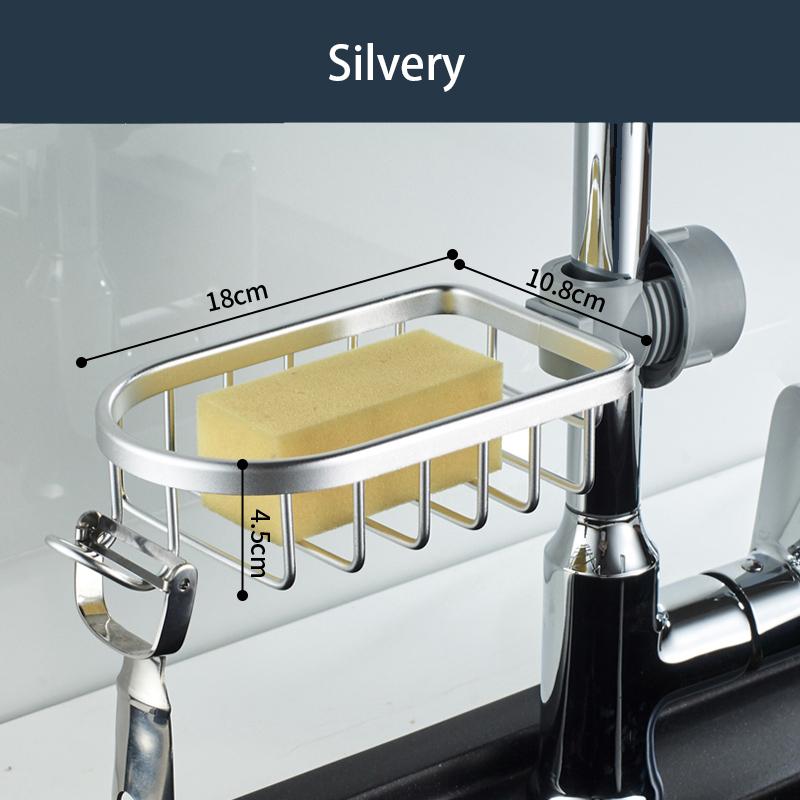 Badezimmer-Wasserhahn-Aufbewahrungsregal, Duschseifenhalter, Badezimmer-Organisation, Duschregale, Badezimmer-Zubehör silber