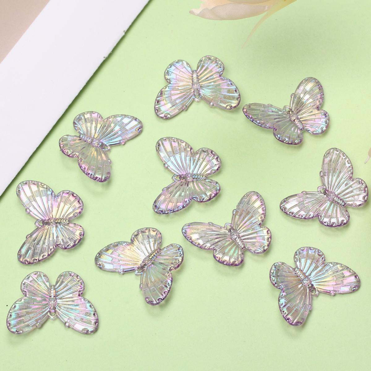 10/20 Stück 30*23mm Schmetterlingsperlen für Halsketten Laser Bunte Modeschmuck Accessoires Armbandherstellung DIY Handarbeit Material 10Pcs violett