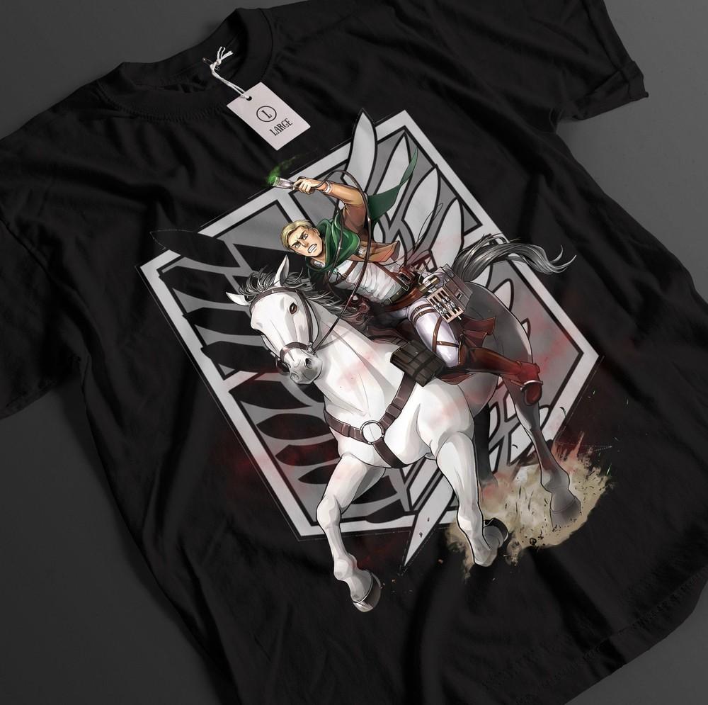 Attack On Titan Shirt Erwin Smith T-Shirt AOT T-Shirt Anime Unisex Grafik-T-Shirt L gray
