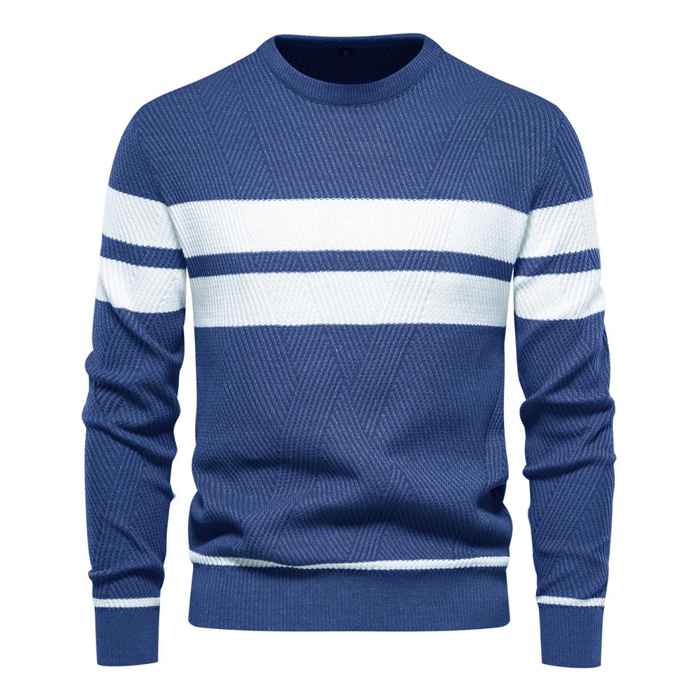Usegiraffe Frühling Herbst Casual Pullover Herren Pullover Pullover Slim Herren Pullover Mode Trend Einfache Herren Pullover Langarm Warm L dunkelblaue