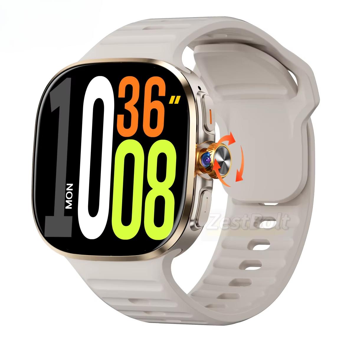 Neue M99 5G Mobilfunkversion Smartwatch 2,4 Zoll Amoled Größerer Bildschirm Android Smartwatch mit Drehkamera SIM-Kartensteckplatz WIFI silber