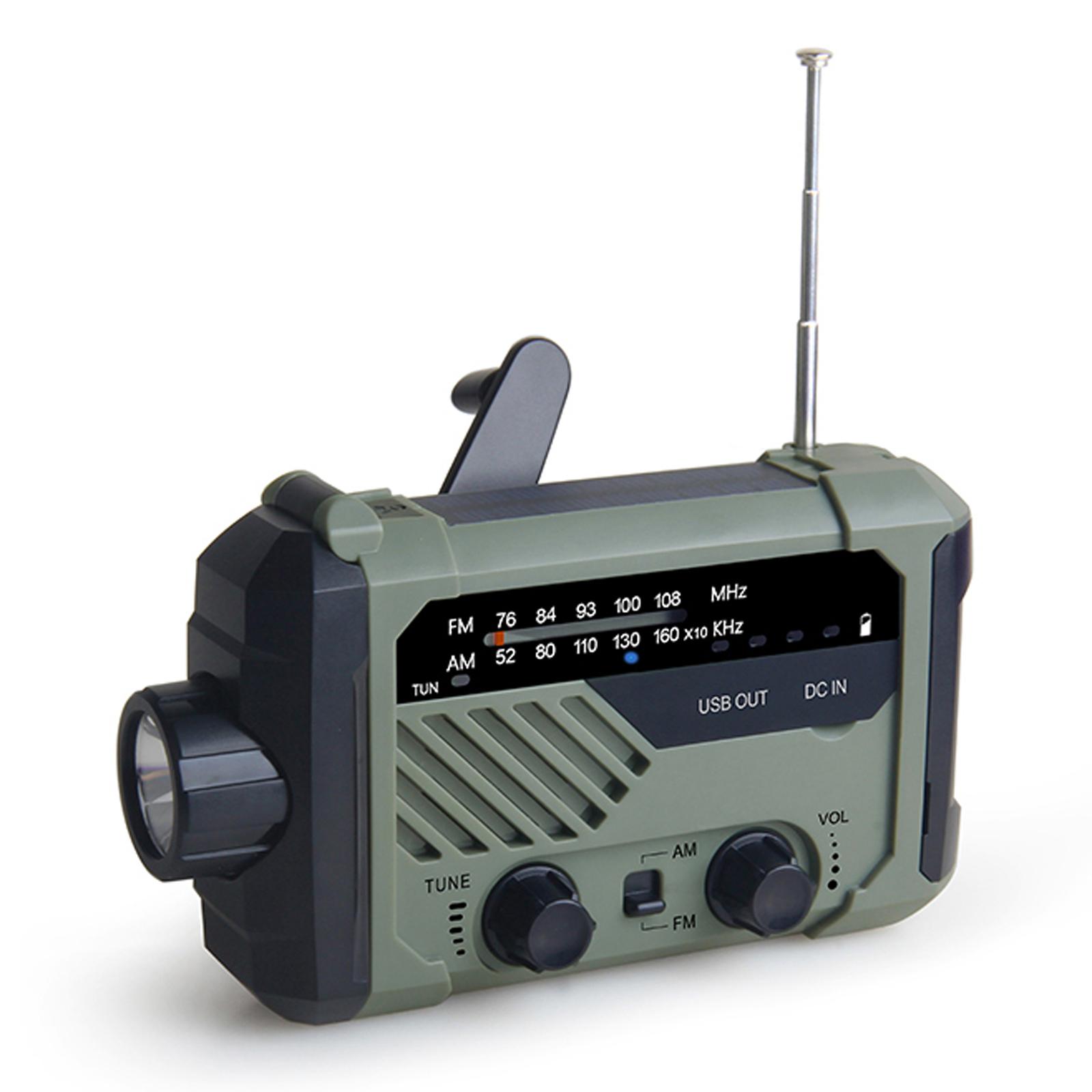 Digitales FM-AM-Radio, Outdoor-Notfalllampe, Solar-Handkurbel-Radio, Taschenlampe, LED-Leselicht, SOS grün
