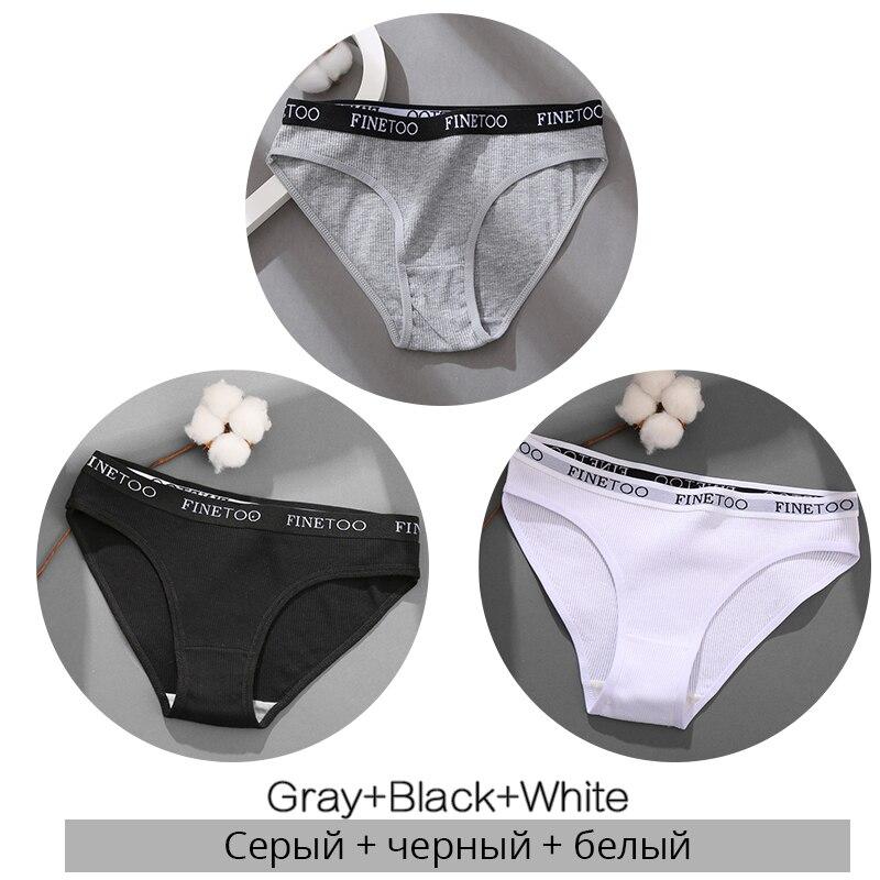 FINETOO 3 Teile/satz frauen Unterwäsche Baumwolle Höschen Sexy Schlüpfer Weibliche Unterhose Einfarbig Briefs Dessous Frauen Dessous M-2XL XXL