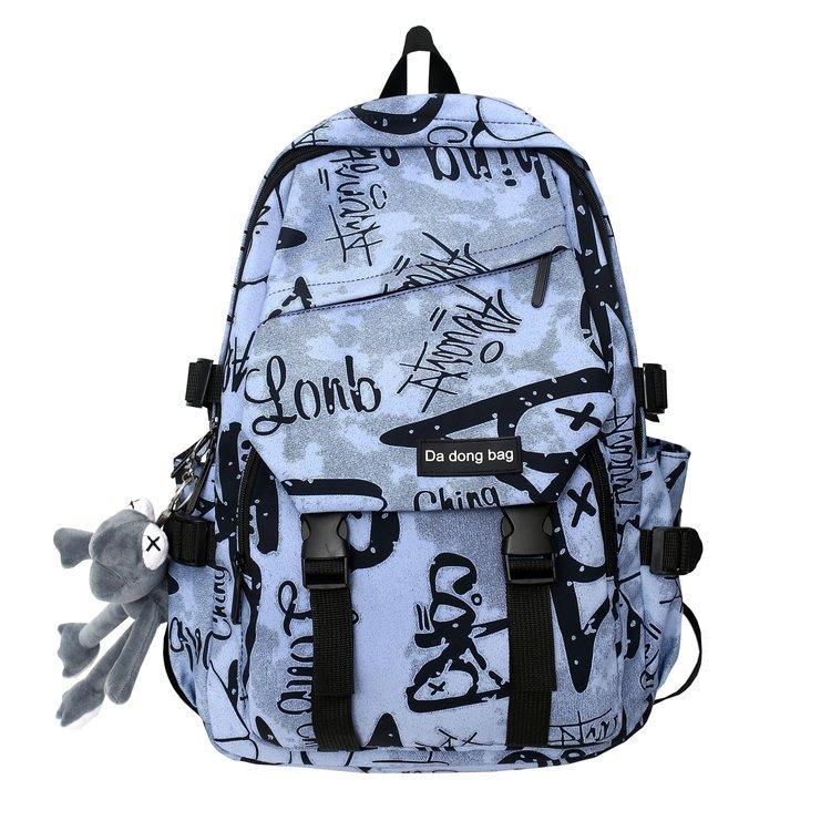 Rucksack Herren Hochleistungs-Graffiti-Rucksack Lässige Studentenschultasche blau
