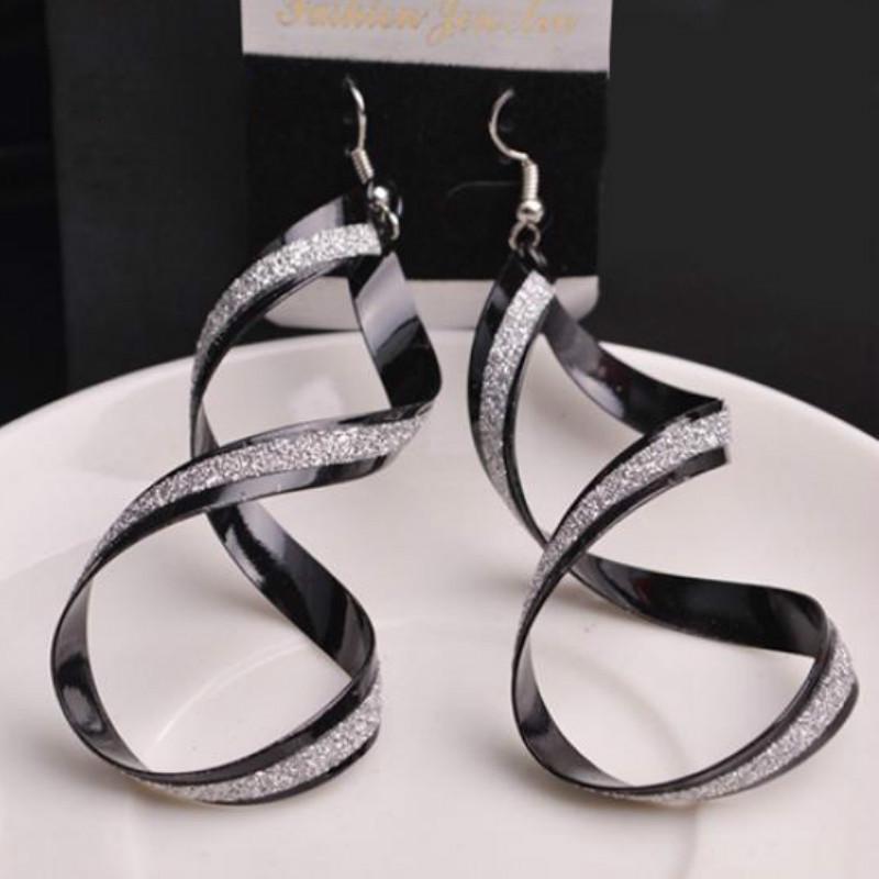 Paar Ohrringe, Schmuckanhänger, attraktive Spirale, Haken, baumelnde Ohrringe, Abendparty-Dekoration schwarz