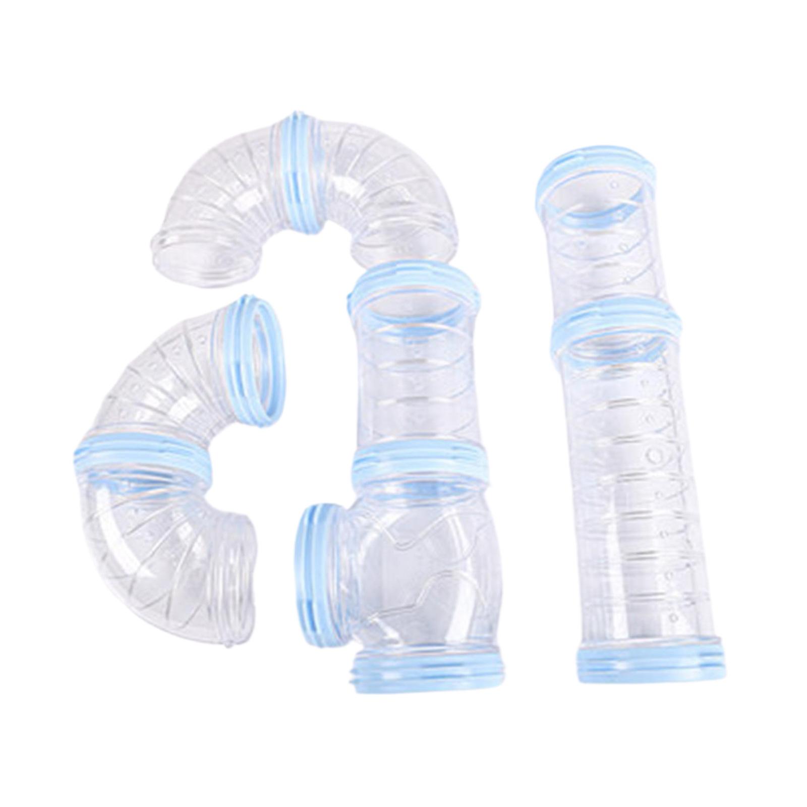Verstellbare durchsichtige Tunnelröhre Schiene Durchsichtiges DIY Spielzeug für Kleintiere Maus Röhre Hamster Kaninchen Bewegung Käfig Tunnel blau