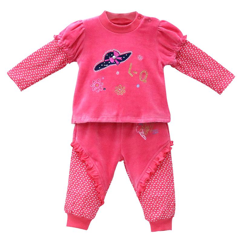 Neugeborene Mädchen Säuglingskleidung Samt Winter Frühling Langarm Hosen Set Knöpfe bestickt Kinderbekleidung Aapparel 62 orange