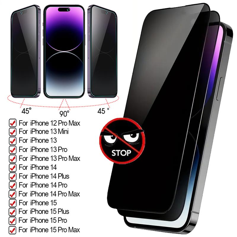 2Pcs Volle Abdeckung Anti-Spy Screen Protector Für iPhone 12Promax 13 Mini 14 15 Plus Pro MAX Zubehör gehärtetem Glas Privatsphäre Filme For iPhone XS MAX